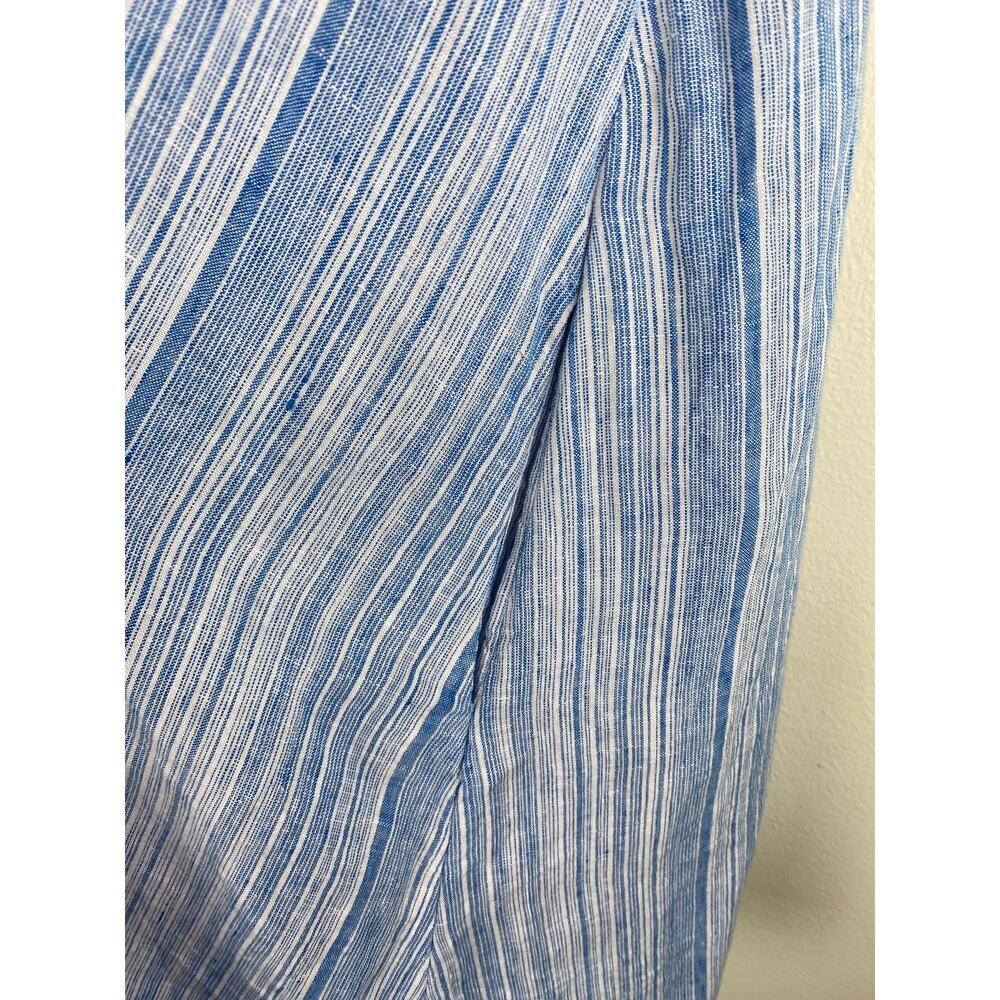 Tahari Linen Stripe Shirtdress Blue White Button Front 1X - Picture 7 of 11